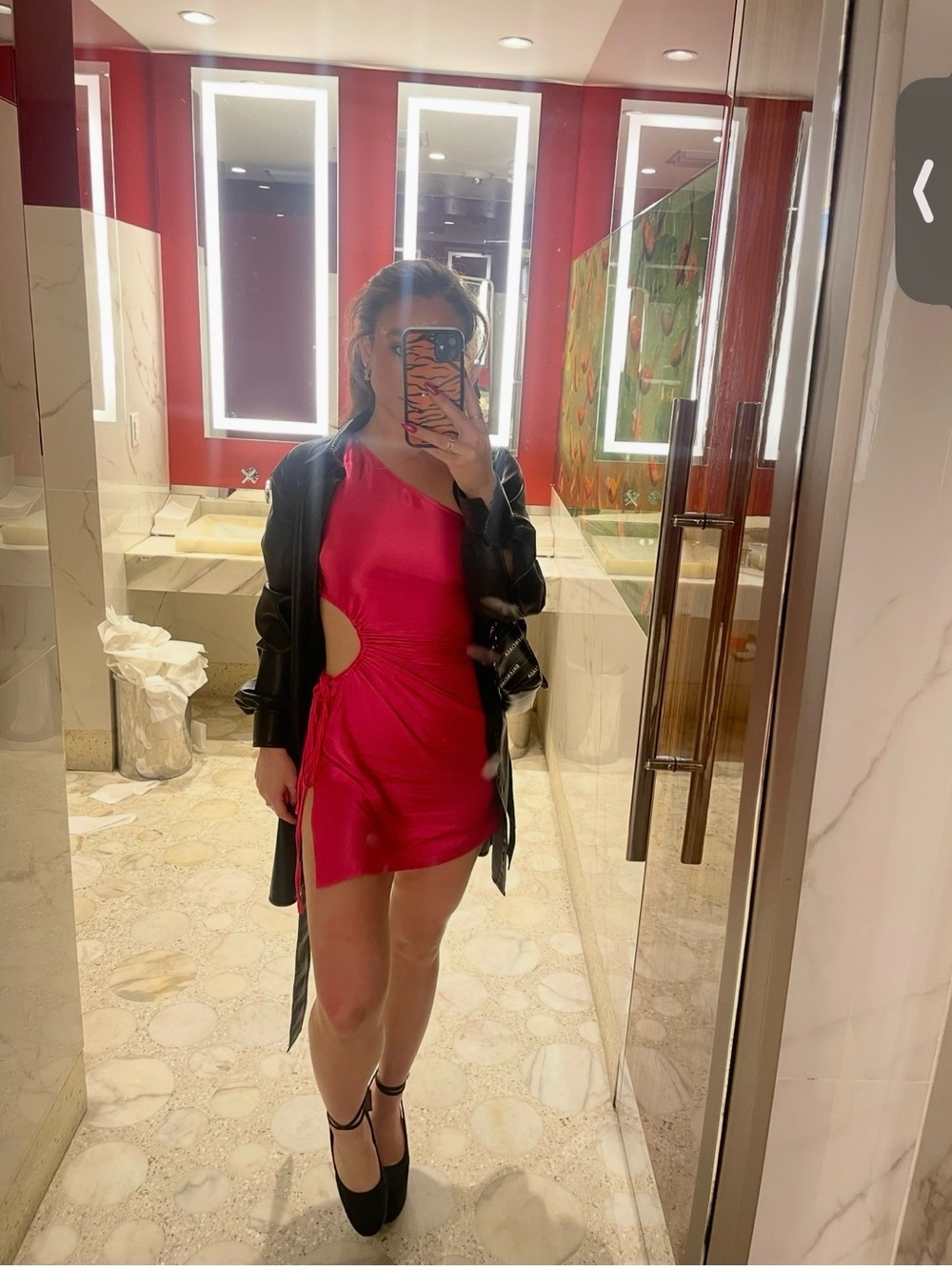 superdown Hot Pink One-Shoulder Cutout Mini Dress